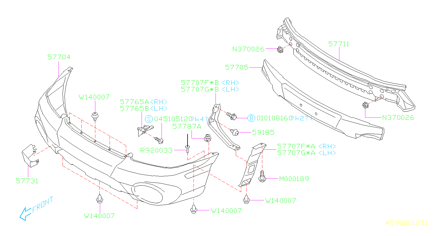 Subaru Baja Bumper Cover Bracket (Right, Front) - 57707AE51A | The ...