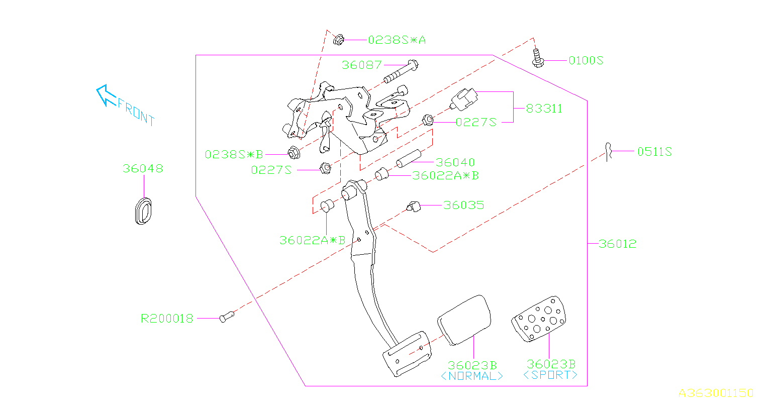 subaru pedal diagram shirt