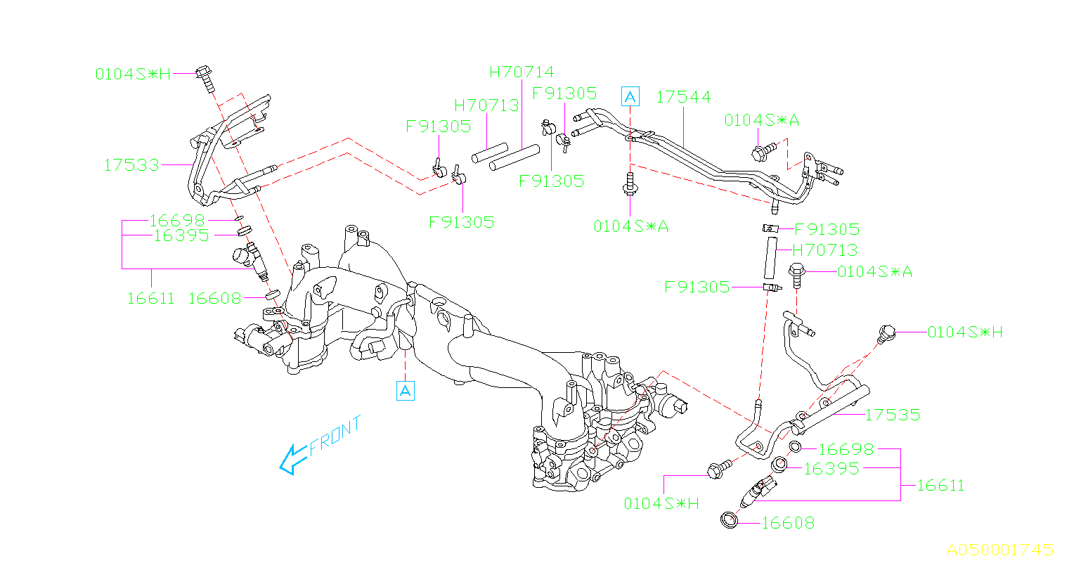 Subaru STI Fuel Injector Seal. MANIFOLD, INTAKE, PIPE - 16608KA000 ...