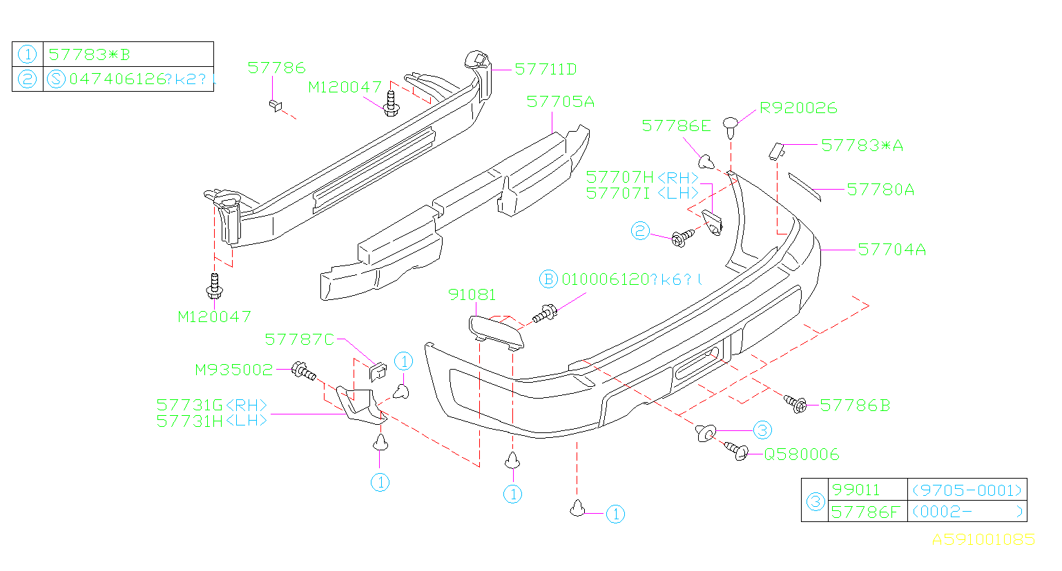 Subaru Forester Bumper Corner Cover (Left, Rear). Body - 57751FC010 ...