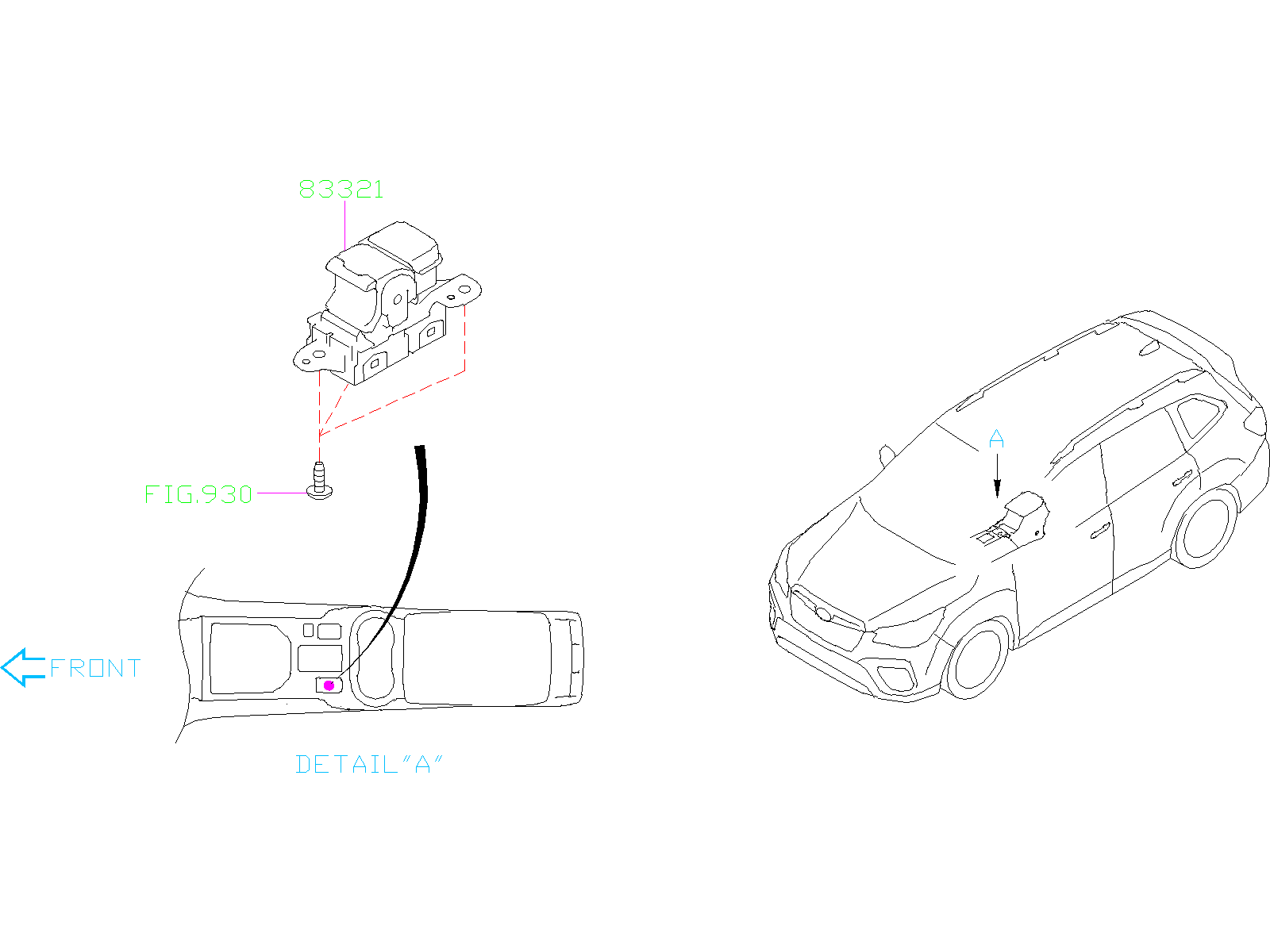 Subaru Forester Electronic Parking Brake Control Switch. Switch Hand