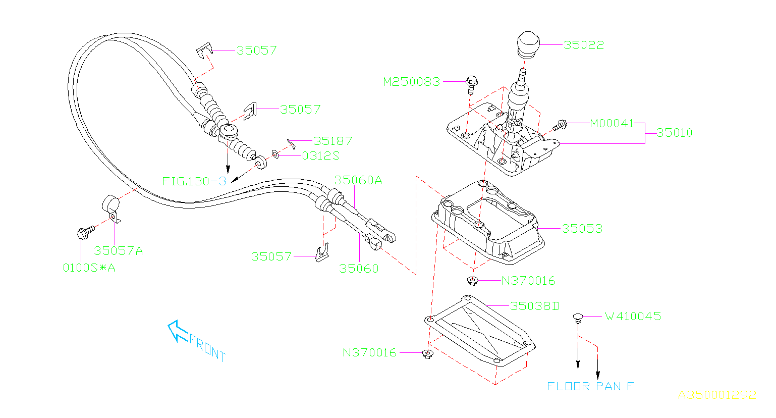 Subaru WRX Manual Transmission Shift Cable. Cable R Cheek - 35060FG001 ...